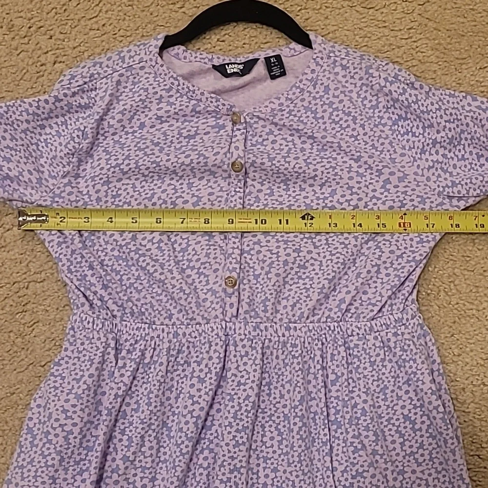 Lands' End Girls Size XL (14-16) Floral Ruffle Dress‎ with Pockets Pink Purple